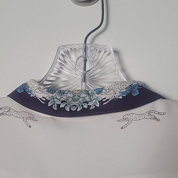 NWT Jeunesse XS Retro Printed Silk Button Front Top Blouse Modest Long Sleeve - Picture 16 of 16